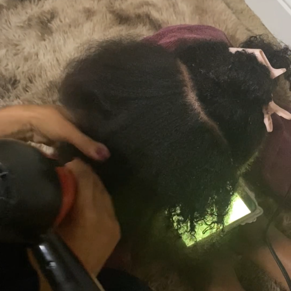 blow drying natural hair