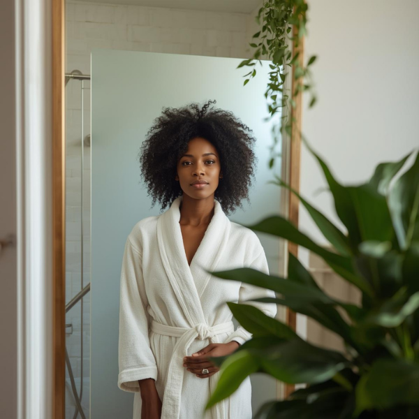 Woman during self care routine