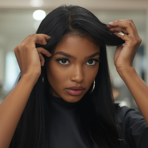 Woman finger combing her hair.